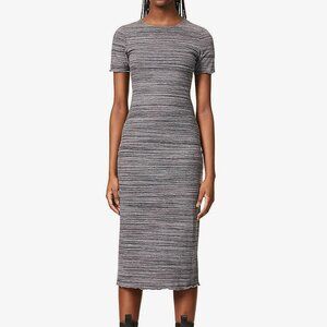 Reformation Jeans Perry ribbed knit midi dress gray black space dye new Large